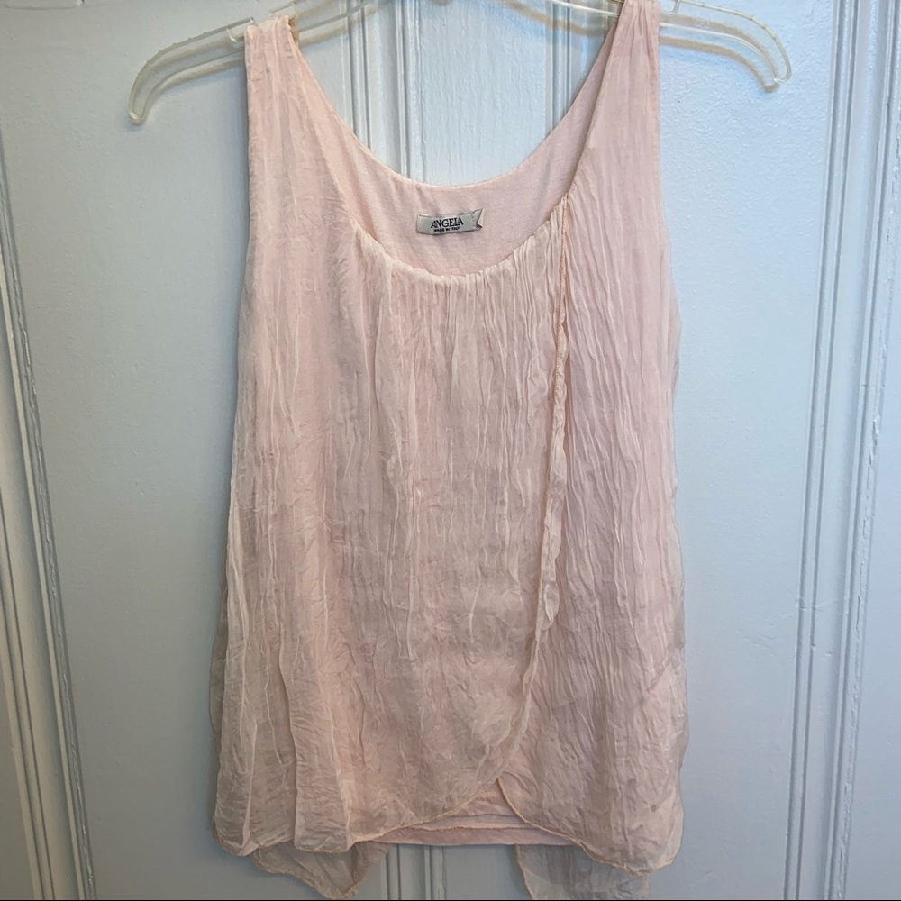 Blush pink silk sleeveless blouse made in Italy woodland fairy romantic